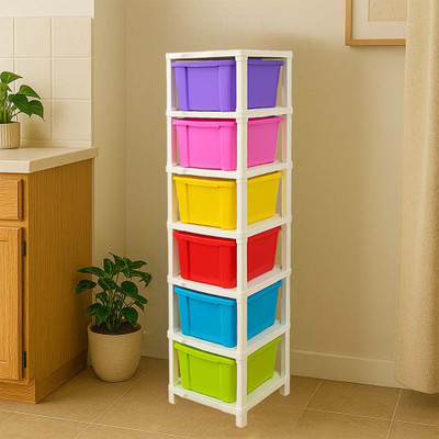 MAXTID 6 component MultiColor Drawer Storage Organizer Home/Parlour and Storage Box Vanity Box(Multicolor)