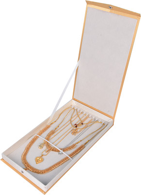 HARITHA CREATIONS WHITE HAARAM AND CHAIN BOX (15:8inch) ( Contains 12 Chain holder) White Velvet Haaram and Chain Organisers, Size : 15:8 Inches Vanity Box(White)