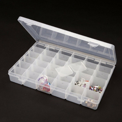 Cpixen 24 Grid Multipurpose Clear Transparent Box with Fixed Dividers for Beads Art DIY Jewellery, Buttons Pill, Medication Organizer, Crafts, Hair Pins, Rectangular Storage Box Vanity Box(Transparent)
