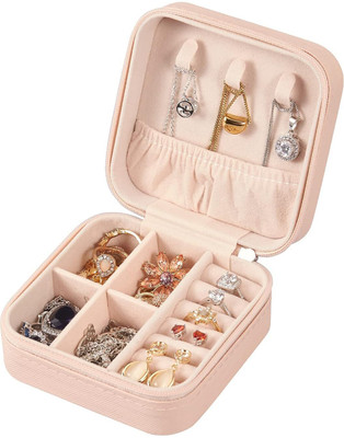 Voroly Ckps Jewellery Organiser Pu Leather Zipper Portable Storage Box Jewelry Organizer Vanity Box(Multicolor)