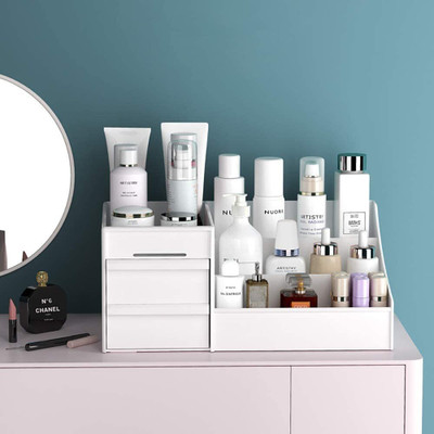 VATTU 1 Compartments Plastic Makeup Drawer Organizer(White)