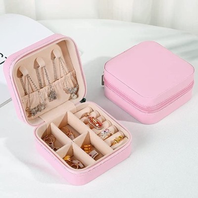 Eopzo Mini Poratble Leather Ring Box Small Jewelry Box, Pendant jewelry store box, travel box, rings , chains etc, water proof box Vanity Box(Pink)