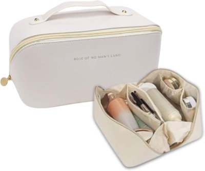 MINARA Cosmetic Bag for Travel, Women Makeup Organiser, Jewellery, Grooming Vanity Box Makeup and Jewellery Vanity Box(Beige)
