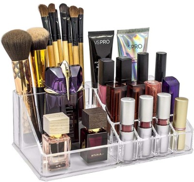 Ethnic Forest 16 Compartment Acrylic Cosmetic Makeup Lipstick Storage Organiser Holder Box LIPSTIC HOLDER CLEAR ACRYLIC-16 Grid Vanity Box(Clear)