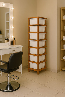 MAXTID 7 Layer White-Org Plastic Cabinet for Storage Solution|school Box Vanity Box(White)