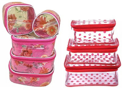 CLASSECRAFTS Combo Pack of 2pieces MultiPurpose Vanity box Set of 5pc and 3pcs Vanity Box Makeup Kit Box Jewellery Organizer, Multipurpose Kit, Travelling Bag Vanity Box(Multicolor)