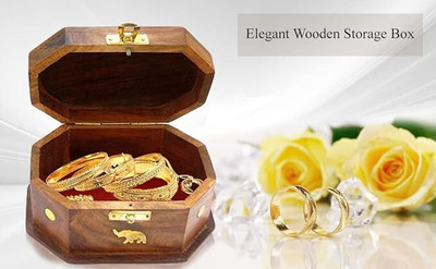 mtiban Wooden Jewellery Box for Multipurpose Box Organizer Elephant Décor Box 6 IN All Fuction's Vanity Box(Brown)