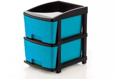 Pinkwhale NEW 2 LAYER STONE BLUE MODULAR DRAWER SYSTEM MULTI PURPOSE STORAGE BOX BASKET Cosmetic Vanity Box(Blue, Black)