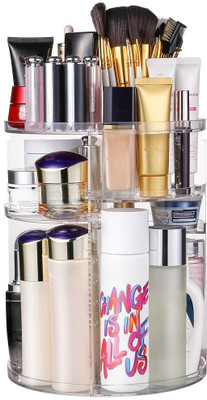 inovera Cosmetic Makeup Storage Holder Organizer Adjustable 360 Rotation Box Makeup Accessories Vanity Box(Transparent)