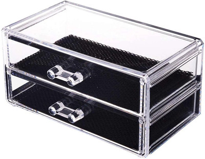KASHTHBHANJAN 2 Compartment Clear Acrylic 2 Compartment Vanity Box(Transparent)