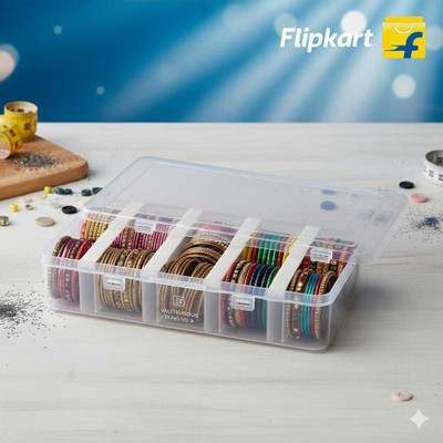 Bilbari MULTIPURPOSE TRANSPARENT BANGLES PLASTIC STORAGE BOX WITH 4 RODS,ORGANIZER Organizer Case For Jewellery, Bangles Box, Lockable Vanity Box(White)