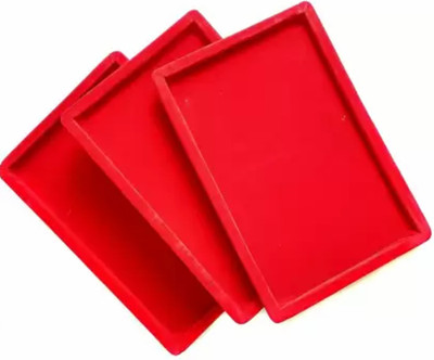 Ruby Red Velvet Beading Tray 12X8 Inch Set Of 3 Pcs Jewellery Vanity Box(Red)