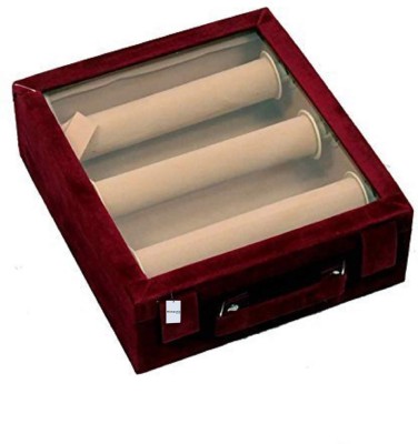 HOMESTIC Wooden 1 Piece Three Rod Transparent Velvet Bangle Storage Box, Maroon Bangle box Vanity Box(Maroon)