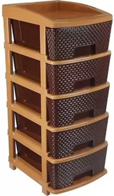HUMBLE KART 5 Compartments Plastic Chest of Drawers(Brown)