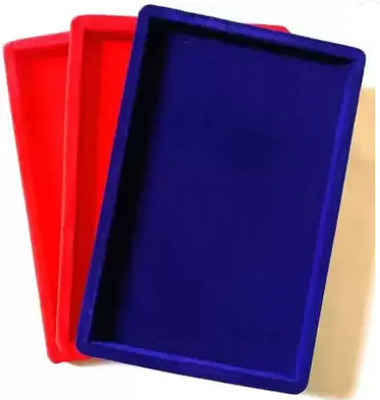 Ruby Combo 12X8 3 Pcs Jewellery Display Tray 2 Red & 1 Blue Jewellery Vanity Box(Red, Blue)