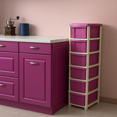 MAXTID 6 Layer Pink Modular Drawer MultiPurpose for Home Hospital,Parlour, school Drawer Divider(Plastic)