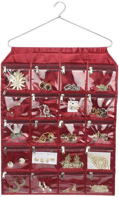 Devito Multipurpose Jewellery Organizer with 20 Chain Tranasparent Pouches Jewellery Organiser Vanity Box(Multicolor)