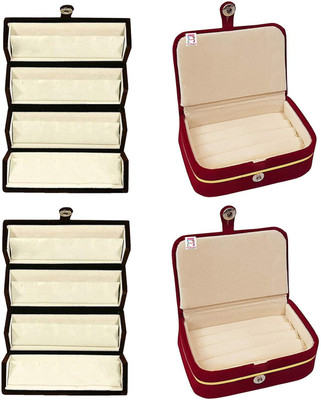 atorakushon new 2Smllfldr+2Ringbx Crmnew ring erring boox Vanity Box(Maroon)