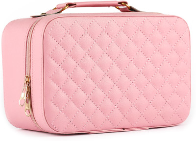 Urban Magic Multifunctional Cosmetic Bag for Cosmetic,Travel & Makeup Organiser with Mirror Cosmetics, Makeup and Jewellery, Medicines, Grooming Vanity Box(Light Pink)