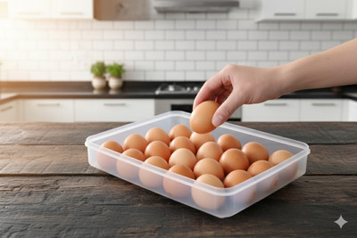 MAXTID 24 Grid Egg Storage Tray, Fridge Container with Lid Plastic Kitchen Trolley(DIY(Do-It-Yourself))