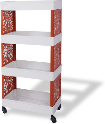 MAHADEV ENTERPRISE 4-Tier Multipurpose Storage Shelf Rack with Wheels Plastic Kitchen Trolley(DIY(Do-It-Yourself))