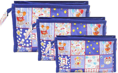atorakushon new Imported Fabric Blue Multipurpose Make Up Pouches For Women Set of 3 Multi Purpose Vanity Box(Multicolor)