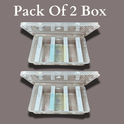 AVISHITI Plastic Storage Transparent Box with 4 Adjustable Rods | Multipurpose Used in Daily life |, Bangle Storage,, Pack Of 2 Vanity Box(Transparent)