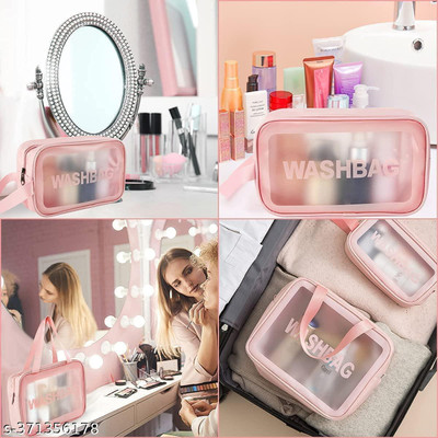 RRK Premium Multi-Functional Makeup Pouch Set - Trio Collection Organize in style with the RRK Premium Multi-Functional Makeup Pouch Set Vanity Box(Pink)