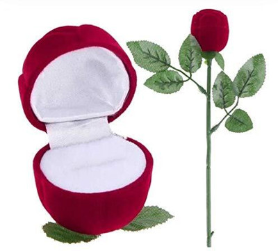 Sunswich Red Rose Flower Ring Box Vanity Box(Red)