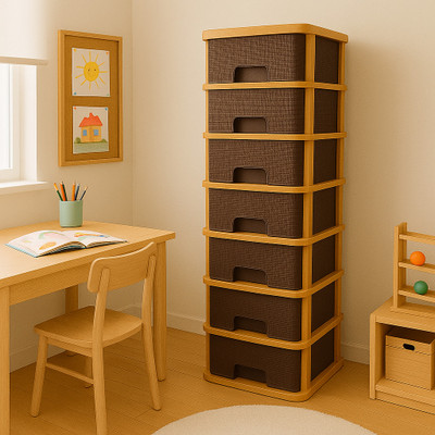MAXTID 7 Layer Brown Nakoda component Wardrobe For Clothes:Cupboard Free Standing Box Vanity Box(Brown)