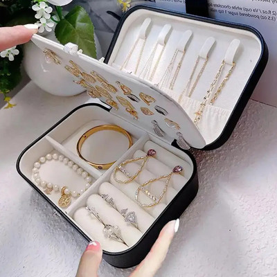 PRAHAN INTERNATIONAL Portable Jewelry Box Travel Jewelry Box, Mini Jewellery Box Display Storage Case, Bangle Box, Jewellery Organizers Storage Boxes for Rings Vanity Box(Black)