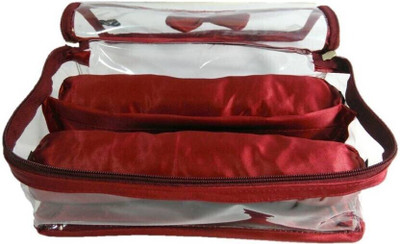 HK Hello Kiddies 2 Rods Bangle box Jewellery Organiser Pouches Storage Case (Red) Vanity Box(Red)