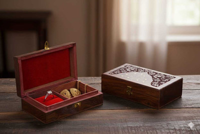 Nalamtrades Wooden Jewellery Mega Box, Money Box, Cash Box, Good Luck Box Gift Vanity Box(Brown)