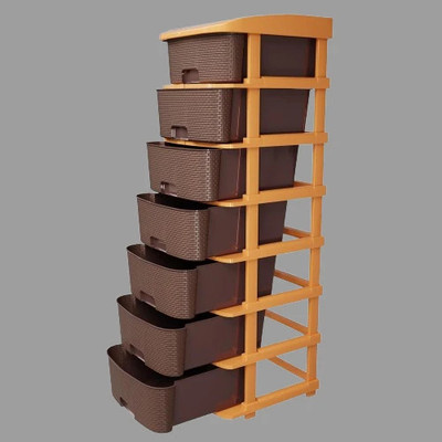 Nejadhari 7 Compartments Plastic Storage Drawer Multi-Functional Storage Drawer Cabinet Storage Organizer with Drawers Vanity Box(Brown)