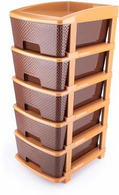 MAHADEV ENTERPRISE 5 Compartments PLASTIC CABINET(Brown)