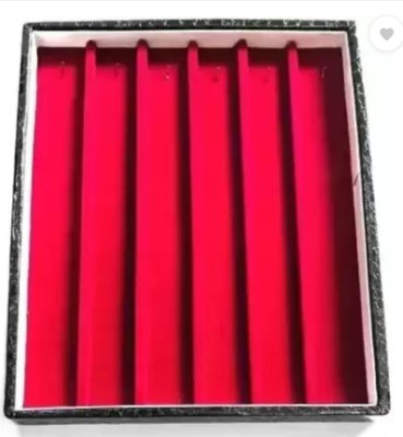 Rubid 1 Pcs Red Velvet 6 Hooks Jewelry Chain Tray Jewellery Vanity Box(Red)