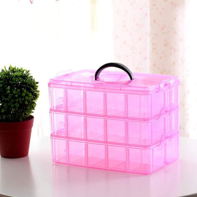 CHIFICA 30 Grid Plastic Multi Utility Storage Box With 3 Removable Layers Storage Box cosmetic Vanity Box(Mullticolour)