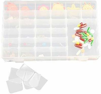 SELMEZ Multipurpose 36 Compartment Grid Storage Box Made of eco-friendly durable PP plastic box. Vanity Box(White)