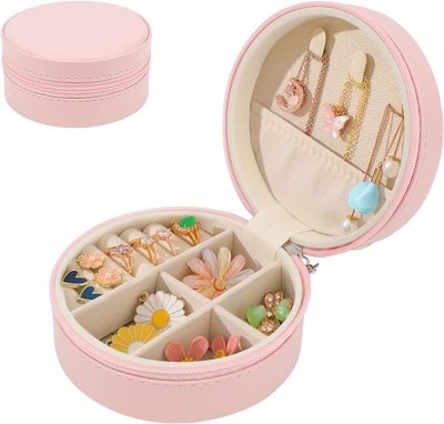 AASAISH PU Leather Portable Travel Wedding Jewelry Box, Mini Jewelry Traveling Organizer Multi Jewelry Organizer Vanity Box(Pink)