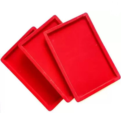 Ruby Combo 3 Pcs Red plain Velvet Tray Jewellery Vanity Box(Red)