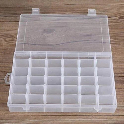 YAARA ENTERPRISE 36 Grids Clear Plastic Storage Box with Adjustable Dividers Organizer Pills Drugs Earrings Bead Jewelry Small Storage Box Case.(Pack of 1 ) 36 Grids Clear Plastic Storage Box Vanity Box(Clear)