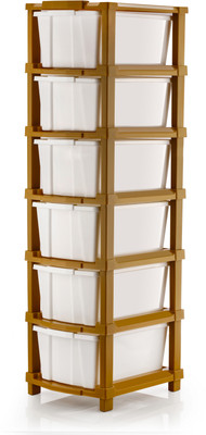 MAHADEV ENTERPRISE 6 Compartments plastic desk organizer(Brown)