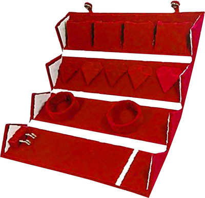 atorakushon Multipurpose Mix Folder Ring Earing Bangle & Chain Jewellery Box Organizer Red Velvet Folding Box 1pcs vanity box Vanity Box(Maroon)