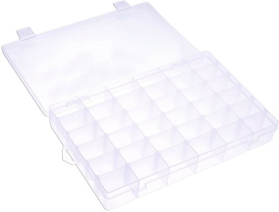 UNITYSALES 36 Grid Multipurpose Clear Plastic Makeup Storage Box with Removable Divider Storage Box For Makeup, Jewelry, Ring, Necklace, Pills, Nail, Nut, Vanity Box(Transparent)