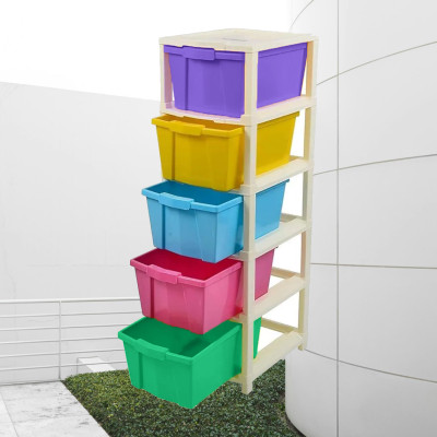 BAZANFI 5 Compartments Plastic Drawer Storege For All Items Help you organize any space Vanity Box(Multicolor)