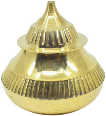 Real Craft Exquisite Brass Kumkum Box for Sacred Rituals Sindoor Box Vanity Box(Gold)