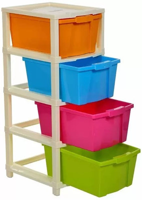 HUMBLE KART 4 Compartments Plastic Chest of Drawers(Multicolor)
