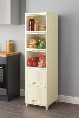 anueshth 5 Layer White Cabinet Fruits/Vegetables Kitchen Rack Plastic Cutlery Kitchen Help you organize any space Vanity Box(White)