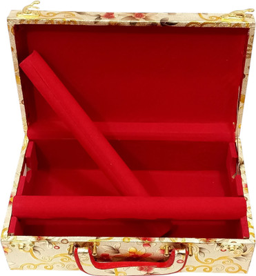 GFGARMENTS 2 Rod Bangle/Choodee Organiser Storage Box Bangle Organizer Box Vanity Box(Golden Colour With Flowers Design)