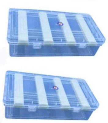 INAB Multipurpose Plastic Storage Box Combo – Set of 2 Large Transparent Organizer Chudi Organizer For Storage Vanity Box(Clear)